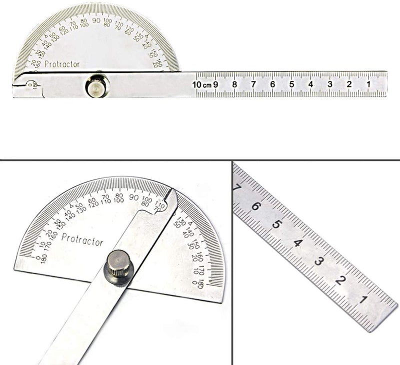Nortools Protractor - Angle Finder Stainless Steel 0-180Â° Round Head Adjustable Protractors Ruler Woodworking Machinist Craftsman Ruler Machinist Tools(10 cm/ 3.94 Inch) - Image 4